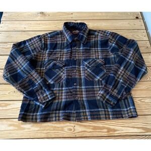 Vintage Alpine Country Plaid Button Up Shirt Size Large Men's Brown Long Sleeve